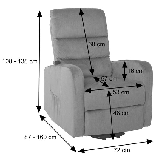 Cosmo Casa - TV Relaxfauteuil - Elektrische Sta-Op Functie - Metaal - Chenille - Donkergrijs