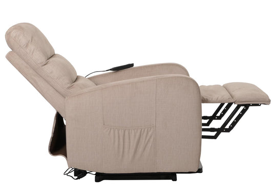 Cosmo Casa - TV Relaxfauteuil - Elektrische Sta-Op Functie - Metaal - Chenille - Crème