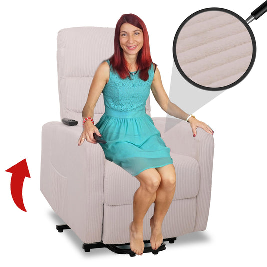 Cosmo Casa - TV Relaxstoel - Sta-Op Functie - Metaal - Textielkoord - Crèmewit