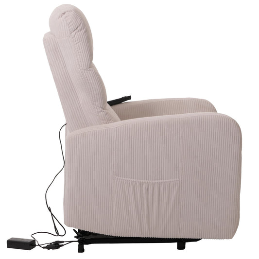 Cosmo Casa - TV Relaxstoel - Sta-Op Functie - Metaal - Textielkoord - Crèmewit