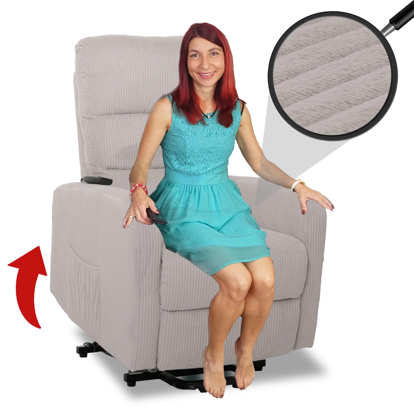 Cosmo Casa - TV Relaxfauteuil - Sta-Op Functie - Metaal - Textielkoord - Lichtgrijs