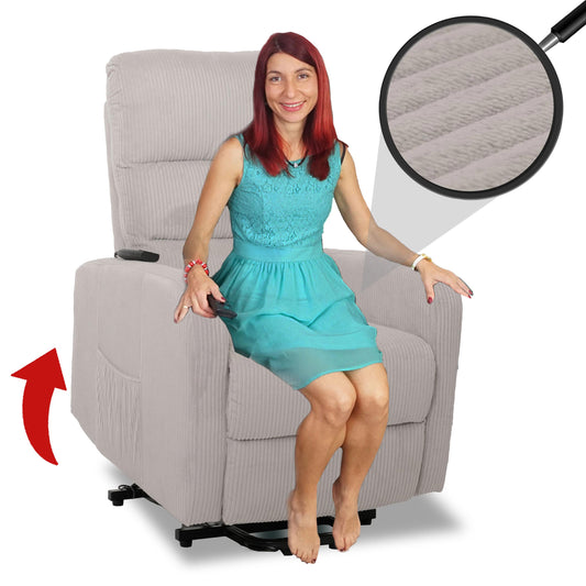 Cosmo Casa - TV Relaxfauteuil - Sta-Op Functie - Metaal - Textielkoord - Lichtgrijs