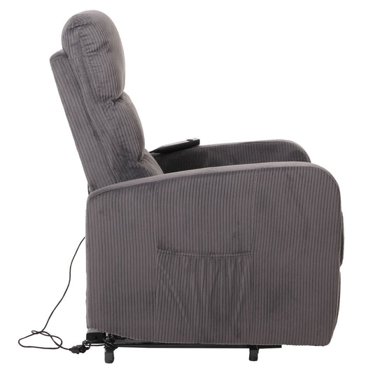 Cosmo Casa - TV Relaxstoel - Sta-Op Functie - Metaal - Textielkoord - Donkergrijs