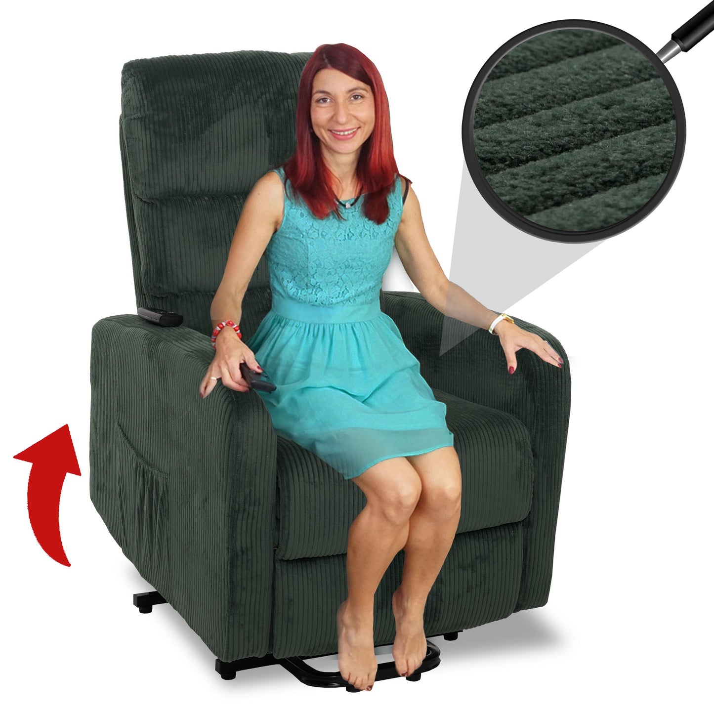 Cosmo Casa - TV Relaxstoel - Sta-Op Functie - Metaal - Textielkoord - Groen