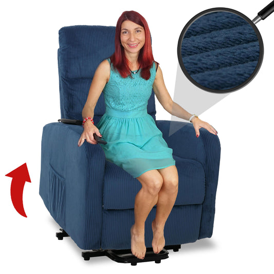 Cosmo Casa - TV Relaxstoel - Sta-Op Functie - Metaal - Textielkoord - Blauw