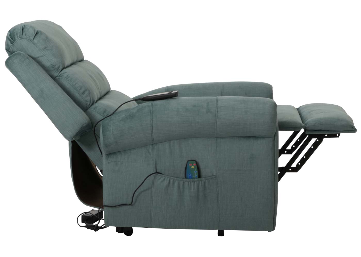 Cosmo Casa - TV-Relaxstoel - Relaxfauteuil met Ligfunctie, Massage en Verwarming - Chenille Textiel - Blauwgroen