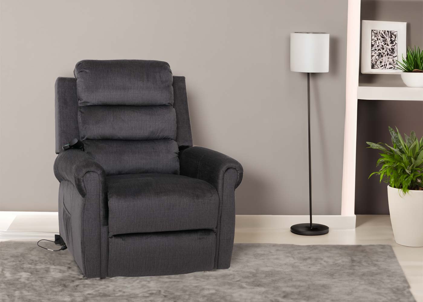 Cosmo Casa - TV-Relaxstoel - Relaxfauteuil met Ligfunctie, Massage en Verwarming - Chenille Textiel - Donkergrijs