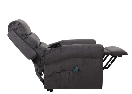 Cosmo Casa - TV-Relaxstoel - Relaxfauteuil met Ligfunctie, Massage en Verwarming - Chenille Textiel - Donkergrijs