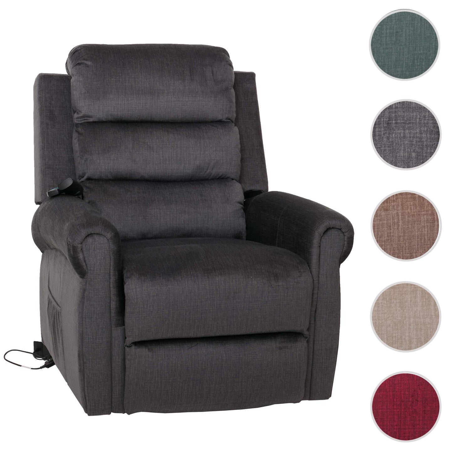 Cosmo Casa - TV-Relaxstoel - Relaxfauteuil met Ligfunctie, Massage en Verwarming - Chenille Textiel - Donkergrijs