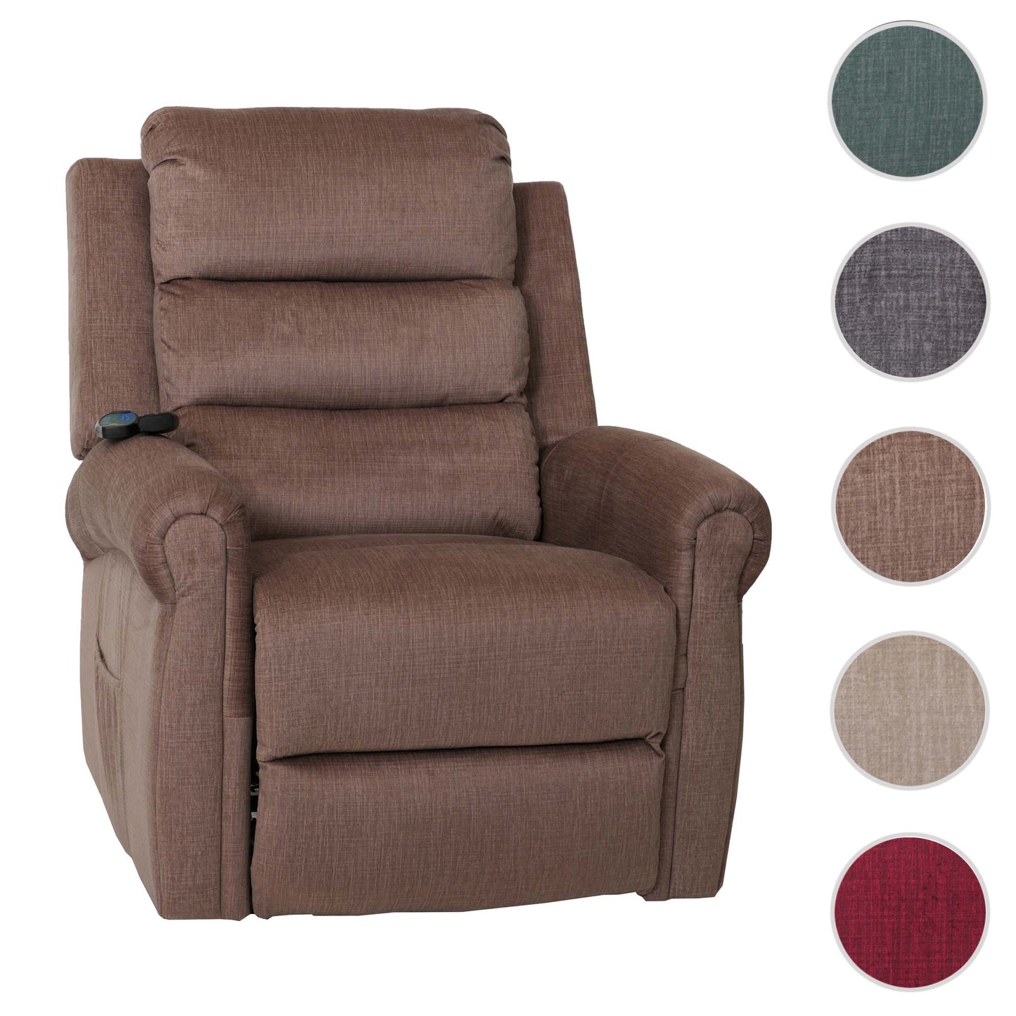 Cosmo Casa - TV-Relaxstoel - Relaxfauteuil met Ligfunctie, Sta-Op-Hulp, Massage en Verwarming - Chenille Textiel - Bruin