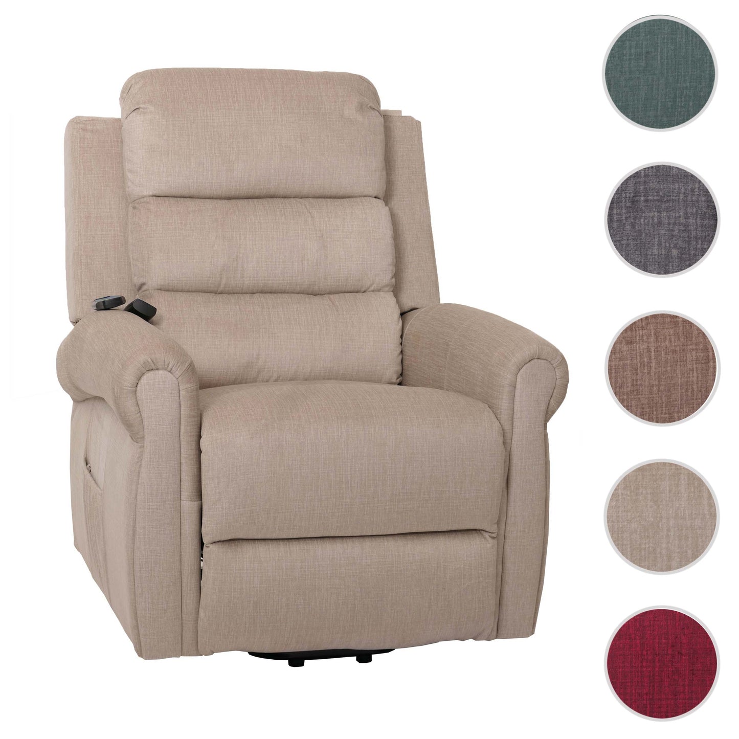 Cosmo Casa - TV-Relaxstoel - Relaxfauteuil met Ligfunctie, Sta-Op-Hulp, Massage en Verwarming - Chenille Textiel - Crème
