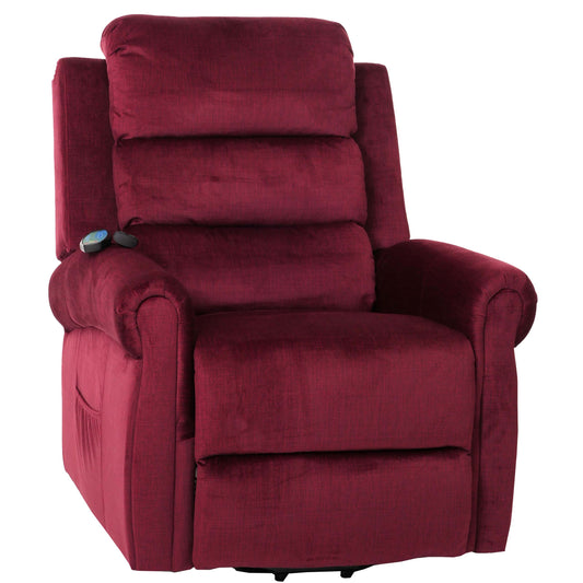 Cosmo Casa - TV-Stoel - Relaxfauteuil met Ligfunctie en Opstahulp - Massage en Verwarming - Chenille Stof - Bordeaux