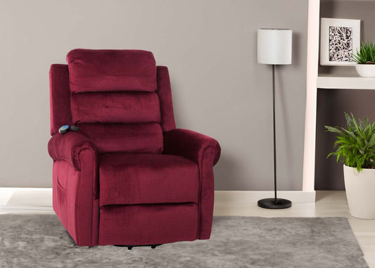 Cosmo Casa - TV-Stoel - Relaxfauteuil met Ligfunctie en Opstahulp - Massage en Verwarming - Chenille Stof - Bordeaux