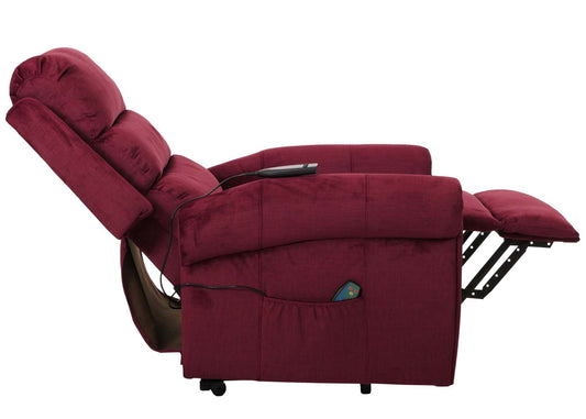 Cosmo Casa - TV-Stoel - Relaxfauteuil met Ligfunctie en Opstahulp - Massage en Verwarming - Chenille Stof - Bordeaux