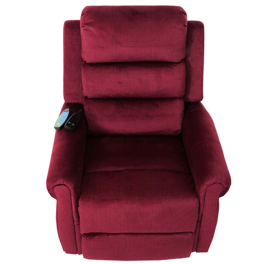 Cosmo Casa - TV-Stoel - Relaxfauteuil met Ligfunctie en Opstahulp - Massage en Verwarming - Chenille Stof - Bordeaux