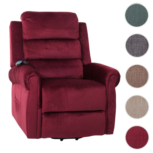 Cosmo Casa - TV-Stoel - Relaxfauteuil met Ligfunctie en Opstahulp - Massage en Verwarming - Chenille Stof - Bordeaux