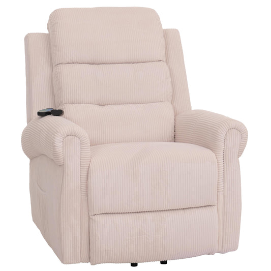 Cosmo Casa - TV-Stoel - Relaxfauteuil met Ligfunctie en Opstahulp - Massage en Verwarming - Snoer Stof - Crèmewit