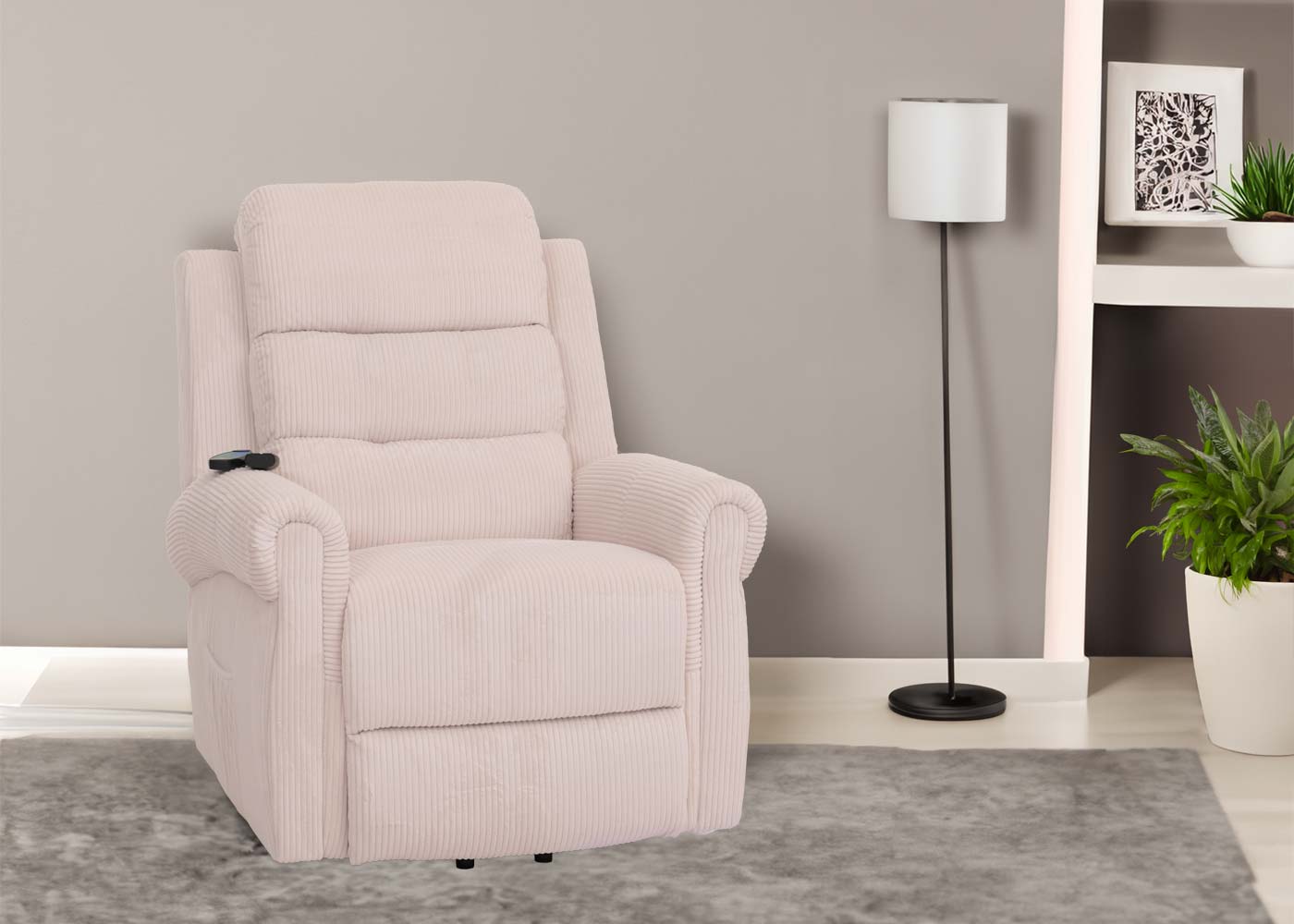 Cosmo Casa - TV-Stoel - Relaxfauteuil met Ligfunctie en Opstahulp - Massage en Verwarming - Snoer Stof - Crèmewit