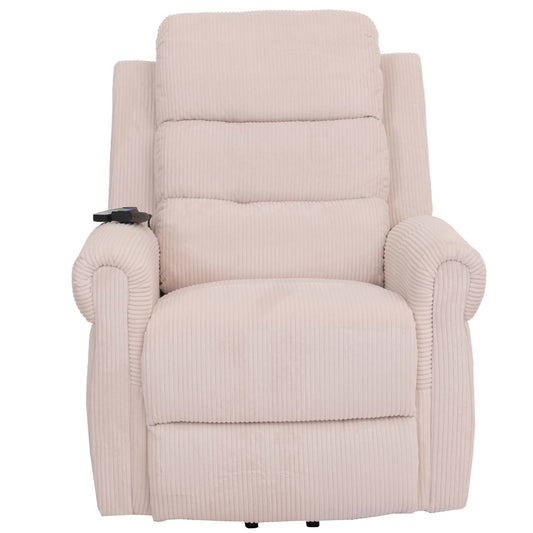 Cosmo Casa - TV-Stoel - Relaxfauteuil met Ligfunctie en Opstahulp - Massage en Verwarming - Snoer Stof - Crèmewit
