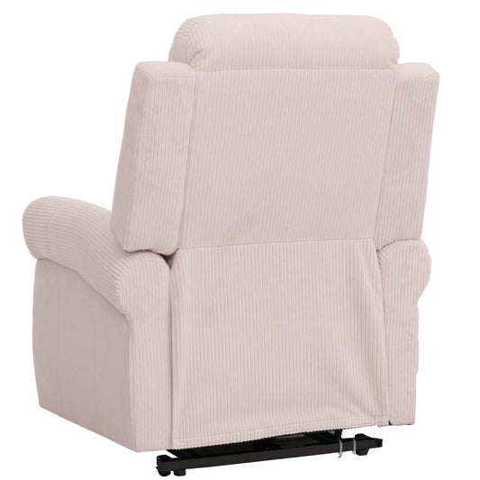 Cosmo Casa - TV-Stoel - Relaxfauteuil met Ligfunctie en Opstahulp - Massage en Verwarming - Snoer Stof - Crèmewit