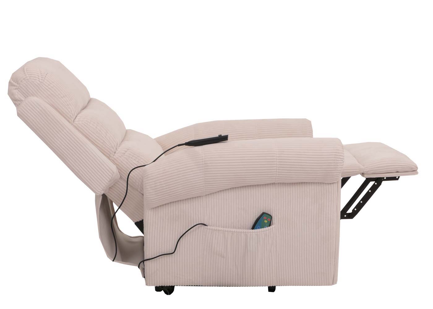Cosmo Casa - TV-Stoel - Relaxfauteuil met Ligfunctie en Opstahulp - Massage en Verwarming - Snoer Stof - Crèmewit