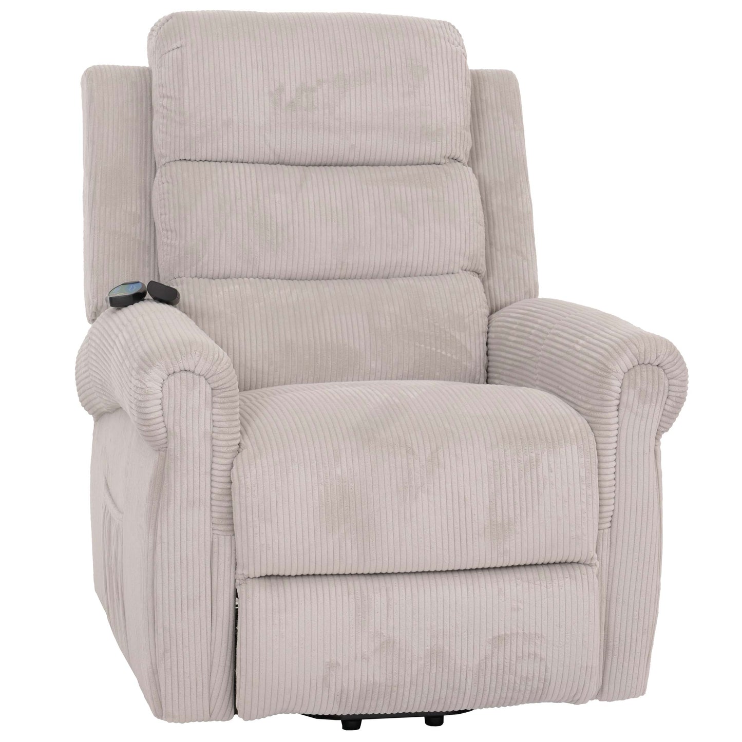 Cosmo Casa - TV-Stoel - Relaxfauteuil met Ligfunctie en Opstahulp - Massage en Verwarming - Corduroy Stof - Lichtgrijs