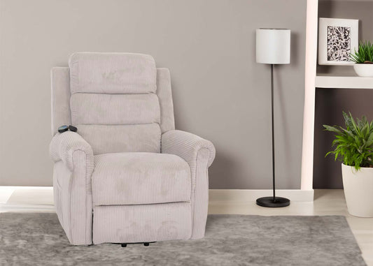 Cosmo Casa - TV-Stoel - Relaxfauteuil met Ligfunctie en Opstahulp - Massage en Verwarming - Corduroy Stof - Lichtgrijs