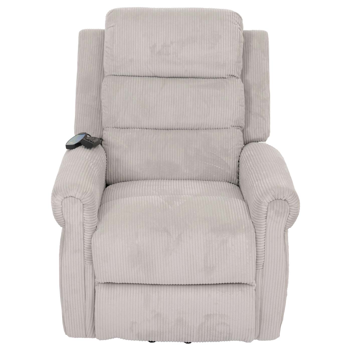 Cosmo Casa - TV-Stoel - Relaxfauteuil met Ligfunctie en Opstahulp - Massage en Verwarming - Corduroy Stof - Lichtgrijs