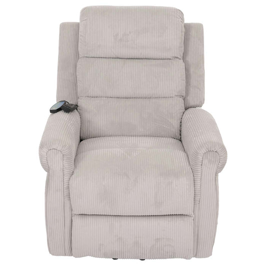 Cosmo Casa - TV-Stoel - Relaxfauteuil met Ligfunctie en Opstahulp - Massage en Verwarming - Corduroy Stof - Lichtgrijs