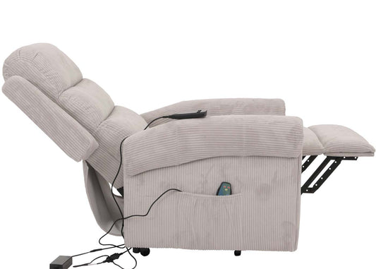 Cosmo Casa - TV-Stoel - Relaxfauteuil met Ligfunctie en Opstahulp - Massage en Verwarming - Corduroy Stof - Lichtgrijs