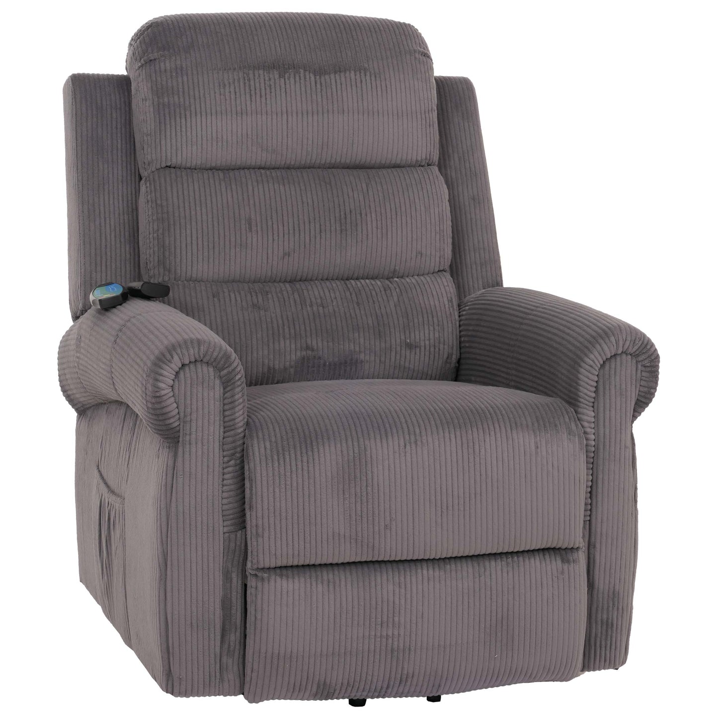 Cosmo Casa - TV-Stoel - Relaxfauteuil met Ligfunctie en Opstahulp - Massage en Verwarming - Corduroy Stof - Donkergrijs