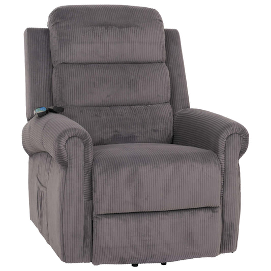 Cosmo Casa - TV-Stoel - Relaxfauteuil met Ligfunctie en Opstahulp - Massage en Verwarming - Corduroy Stof - Donkergrijs