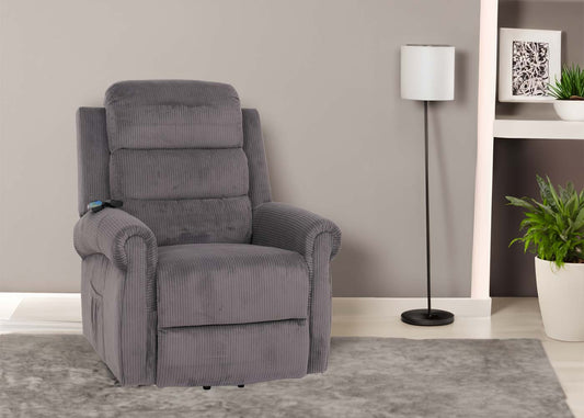 Cosmo Casa - TV-Stoel - Relaxfauteuil met Ligfunctie en Opstahulp - Massage en Verwarming - Corduroy Stof - Donkergrijs