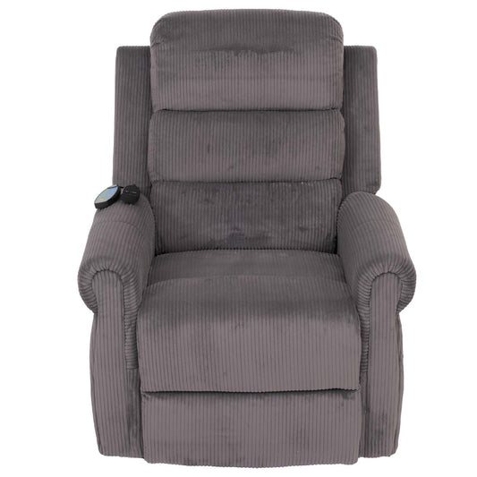 Cosmo Casa - TV-Stoel - Relaxfauteuil met Ligfunctie en Opstahulp - Massage en Verwarming - Corduroy Stof - Donkergrijs