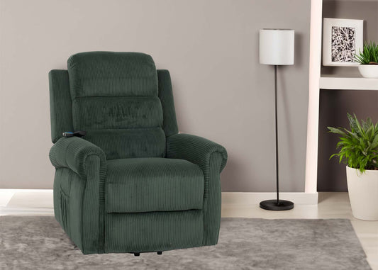 Cosmo Casa - TV-Stoel - Relaxfauteuil met Ligfunctie en Opstahulp - Massage en Verwarming - Snoer Stof - Groen