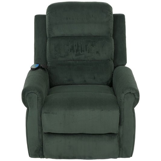 Cosmo Casa - TV-Stoel - Relaxfauteuil met Ligfunctie en Opstahulp - Massage en Verwarming - Snoer Stof - Groen