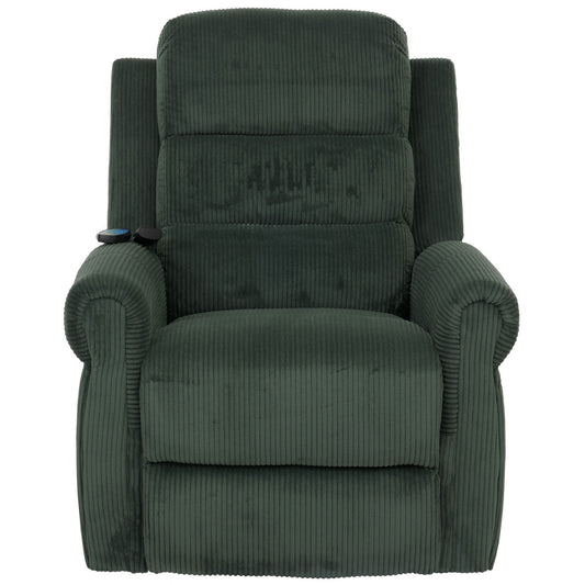 Cosmo Casa - TV-Stoel - Relaxfauteuil met Ligfunctie en Opstahulp - Massage en Verwarming - Snoer Stof - Groen