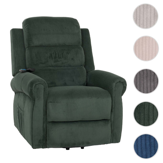Cosmo Casa - TV-Stoel - Relaxfauteuil met Ligfunctie en Opstahulp - Massage en Verwarming - Snoer Stof - Groen