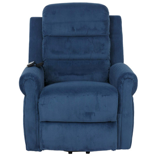 Cosmo Casa - TV-Stoel - Relaxfauteuil met Ligfunctie en Opstahulp - Massage en Verwarming - Snoer Stof - Blauw
