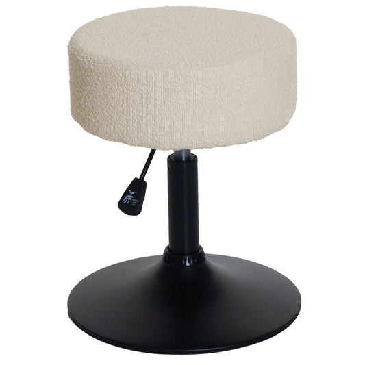 Cosmo Casa - Make-up Kruk - In Hoogte Verstelbaar & Draaibaar - Boucle Stof - Crèmewit