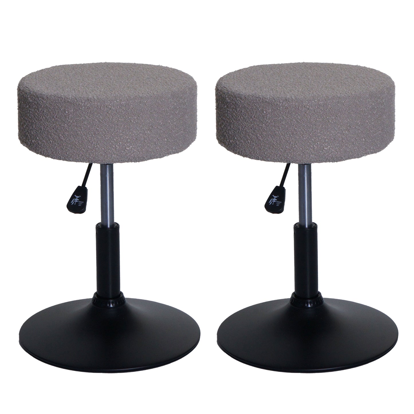 Cosmo Casa - Set van 2 Krukken - Make-up Kruk - In Hoogte Verstelbaar & Draaibaar - Boucle Stof - Taupe