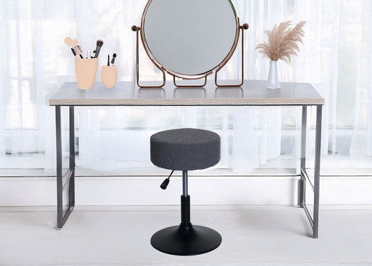 Cosmo Casa - Make-up Kruk - In Hoogte Verstelbaar & Draaibaar - Boucle Stof - Grijs