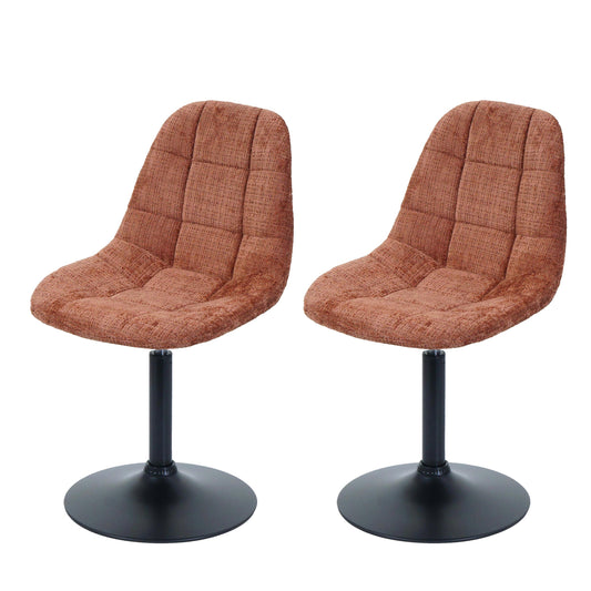 Cosmo Casa - Set van 2 Eetkamerstoelen - Keukenstoelen - Draaistoelen - Staal - Stoftextiel Chenille - 465gm - FSC - Terracotta