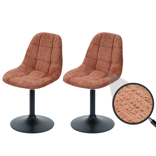 Cosmo Casa - Set van 2 Eetkamerstoelen - Keukenstoelen - Draaistoelen - Staal - Stoftextiel Chenille - 465gm - FSC - Terracotta