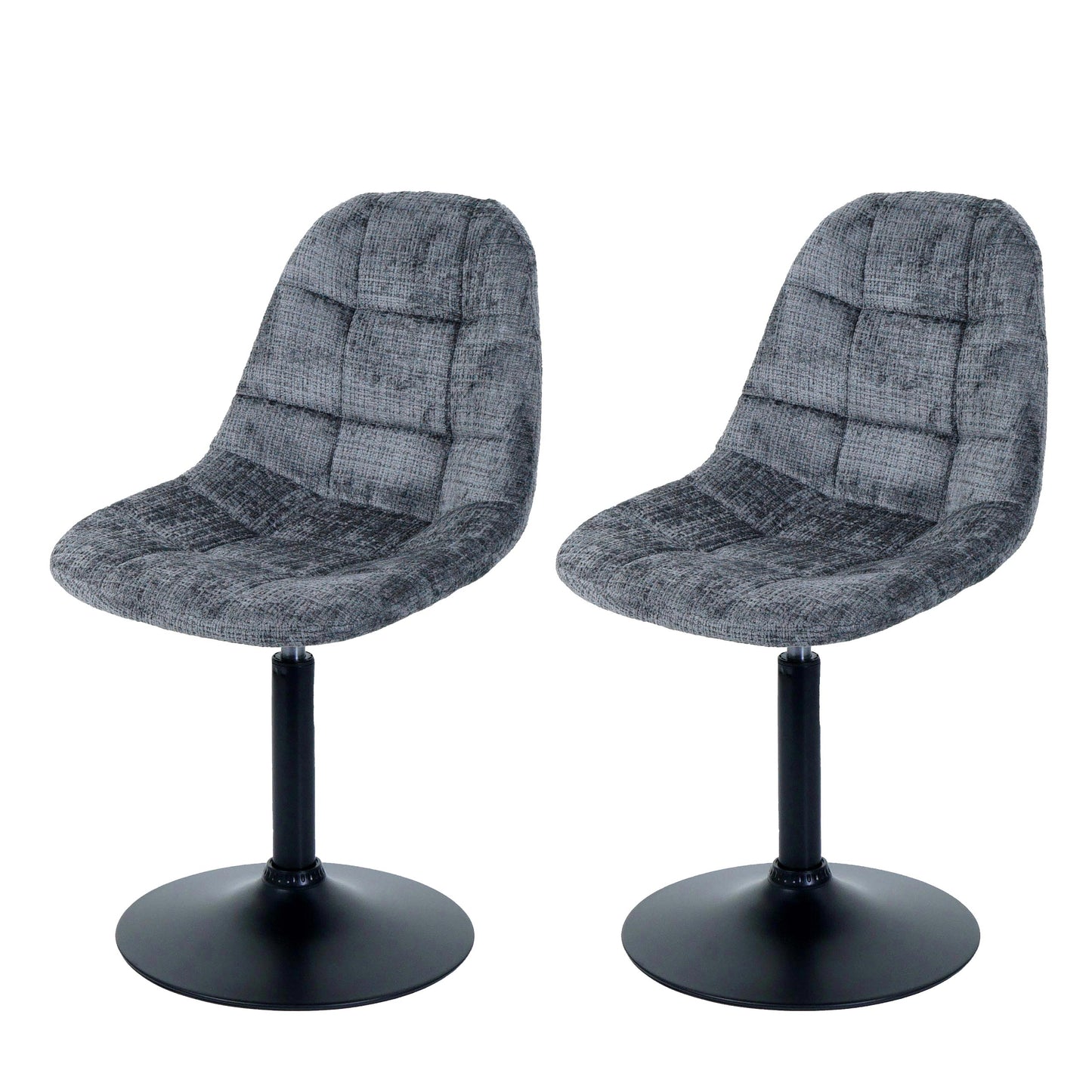 Cosmo Casa - Set van 2 Eetkamerstoelen - Keukenstoelen - Draaistoelen - Staal - Stoftextiel Chenille - 465gm - FSC - Donkergrijs