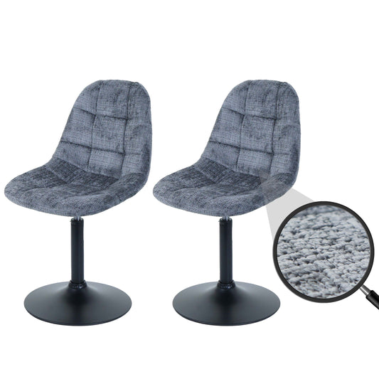 Cosmo Casa - Set van 2 Eetkamerstoelen - Keukenstoelen - Draaistoelen - Staal - Stoftextiel Chenille - 465gm - FSC - Donkergrijs