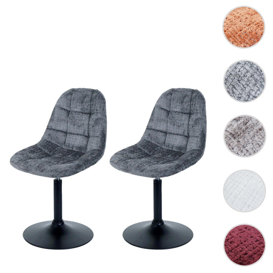 Cosmo Casa - Set van 2 Eetkamerstoelen - Keukenstoelen - Draaistoelen - Staal - Stoftextiel Chenille - 465gm - FSC - Donkergrijs