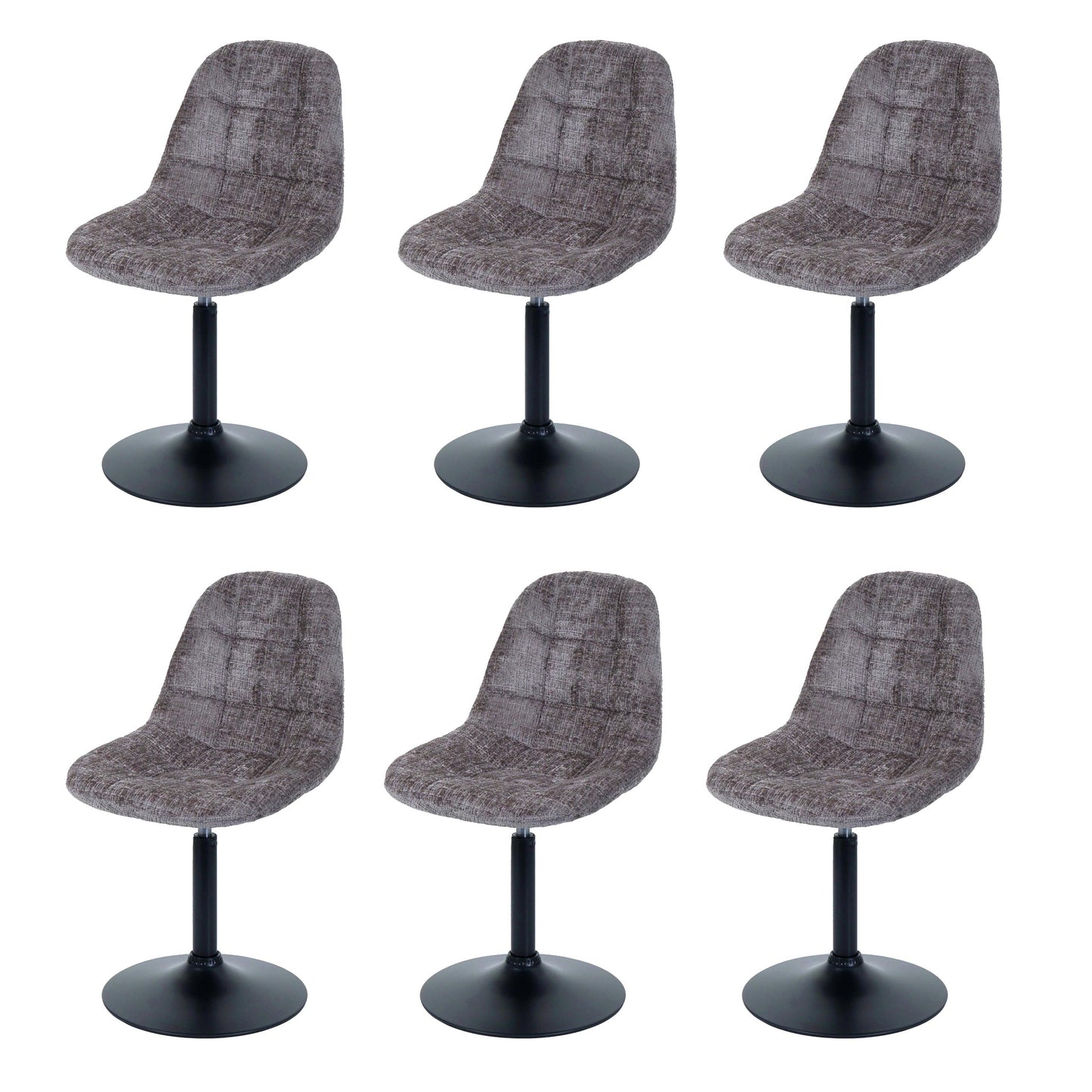 Cosmo Casa - Set van 6 Eetkamerstoelen - Keukenstoelen - Draaistoelen - Staal - Stoftextiel Chenille - 465gm - FSC - Bruin