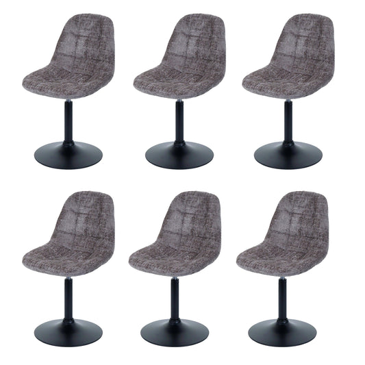 Cosmo Casa - Set van 6 Eetkamerstoelen - Keukenstoelen - Draaistoelen - Staal - Stoftextiel Chenille - 465gm - FSC - Bruin