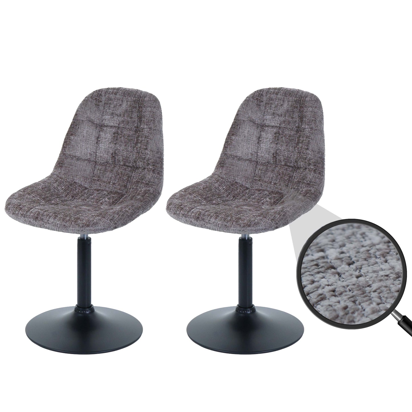 Cosmo Casa - Set van 2 Eetkamerstoelen - Keukenstoelen - Draaistoelen - Staal - Stoftextiel Chenille - 465gm - FSC - Bruin